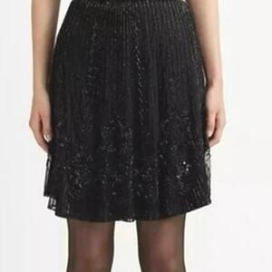 Lauren Ralph Lauren Black Beaded Mesh A-Line Skirt, 8 petite NEW Holiday wear